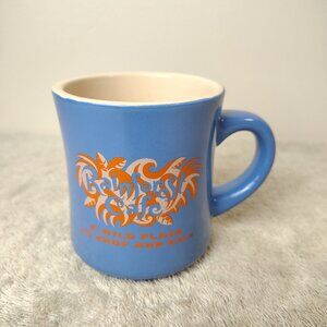 Vintage RAINFOREST CAFE Ceramic Coffee Tea Cocoa Mug Blue Tan 1999 Restaurant